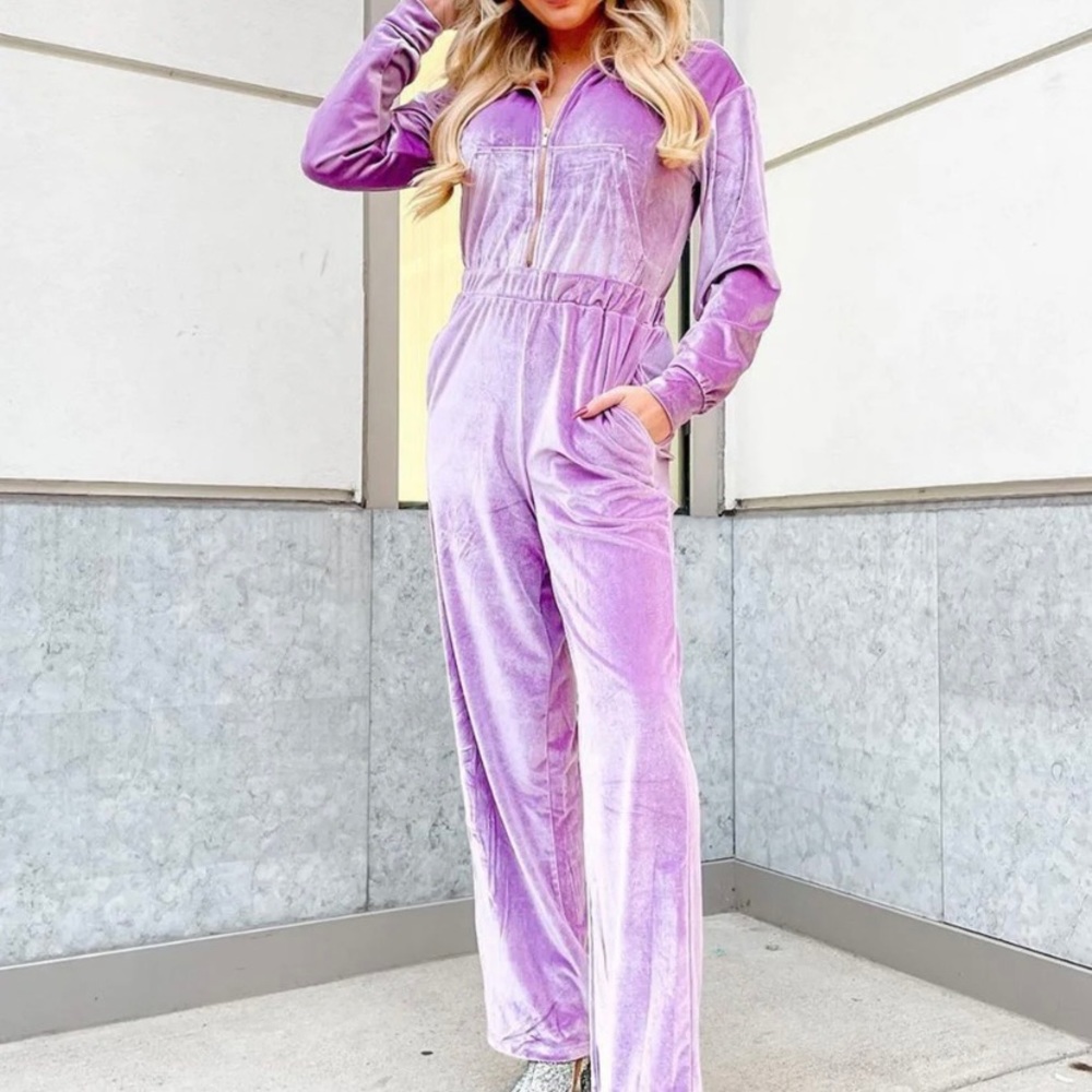 NWOT Fabletics | Velour Zip-Up Wide Leg Onesie